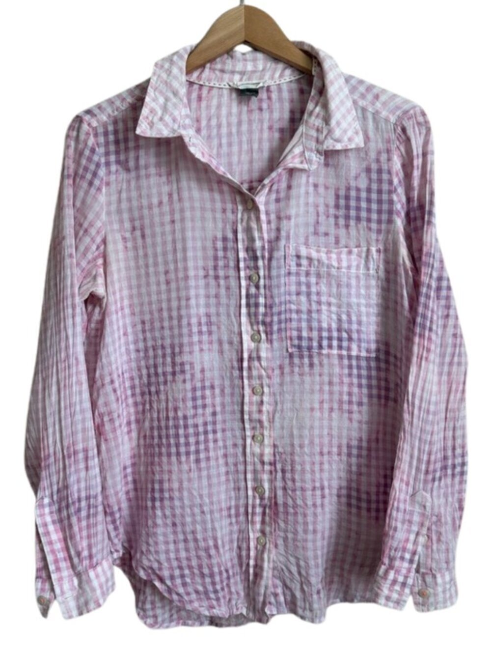 Anthropologie Pilcro Deb Gingham Buttondown Shirt Medium Purple Ombre Cotton Top